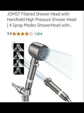 Jomst Silver High-Pressure Filtered Handheld Shower Head - 4 Spray Modes